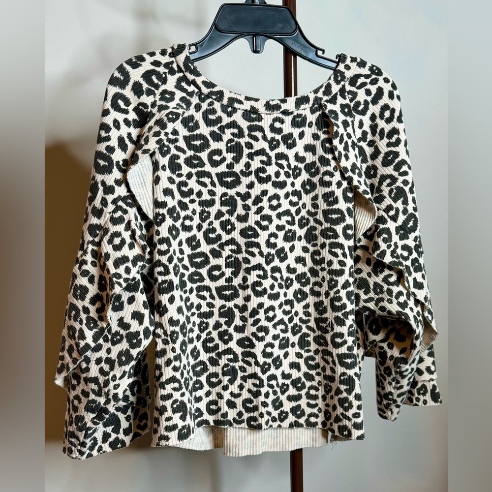 Mia Joy by Joyfolie Leopard Print Ruffle Top Girl’s Sz 7